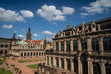 Internal courtyard of Zwinger Palace, completely rebuilt after World War 2 bombings, Dresden, Saxony, Germany, Europe