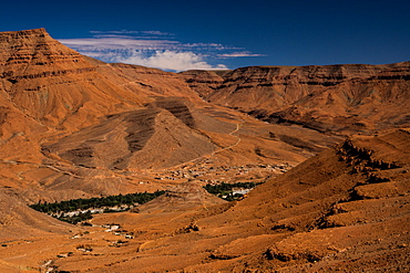 Aerial view of Ziz valley on the boundary of the High Atlas, Morocco, North Africa, Africa