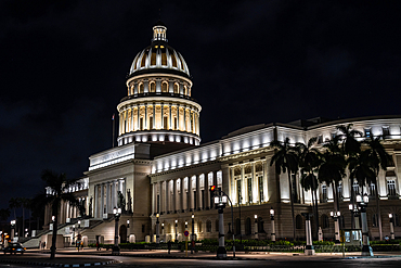 El Capitolio floodlit at night: former Congress building built in 1920s, Havana, Cuba 4