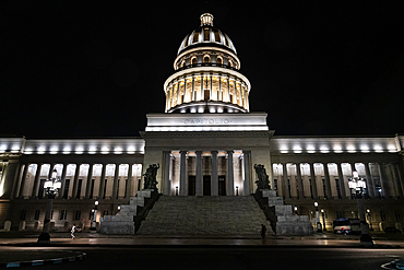 El Capitolio floodlit at night: former Congress building built in 1920s, Havana, Cuba 2