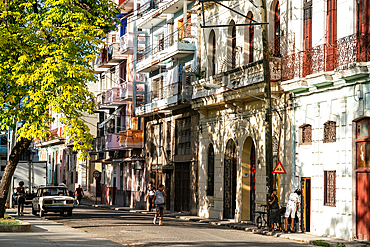 Typical street with old Spanish-style grilles and balconies, Old Havana, Cuba 1