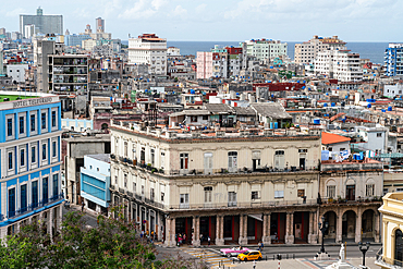 Aerial view of the dividing streets between Modern and Old Havana, Cuba 1