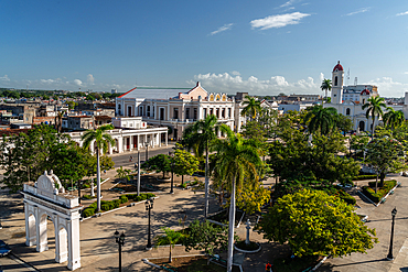 Aerial view of main square and Parque Jose Marti, Cienfuegos, Cuba Marti, Cienfuegos, Cuba