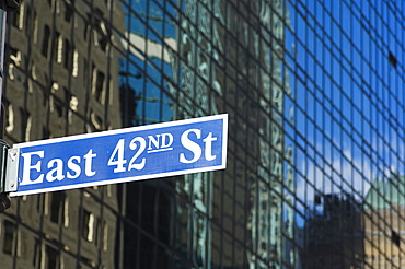 East 42nd Street sign, Manhattan, New York City, New York, United States of America, North America