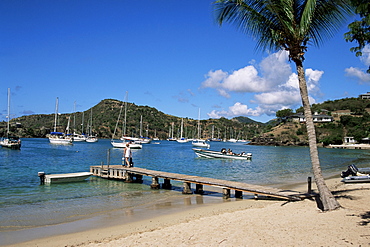 Jetty and boats, Galleon Bay, Antigua, Leeward Islands, West Indies, Caribbean, Central America