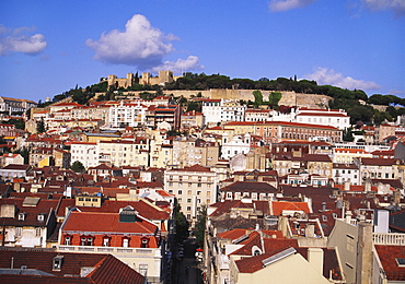 Cityscape of Lisbon and Castelo de Sao Jorge, Portugal