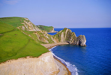 Durdle Door, an arch of Purbeck limestone on the coast, Dorset, England, UK