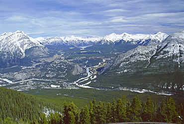 View from Sulphur Mountain, Banff, Rocky Mountains, Alberta, Canada, North America