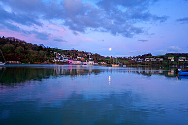 Moon reflected in the River Dart, Dittisham, South Devon, England, United Kingdom, Europe