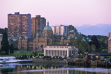 Downtown at sunrise, Victoria, British Columbia (B.C.), Canada, North America