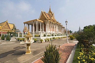 The Silver Pagoda, so named because the floor is lined with silver, The Royal Palace, Phnom Penh, Cambodia