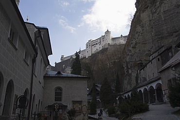 Looking from St Peter to the Hohensalzburg Fortress, Salzburg, Austria