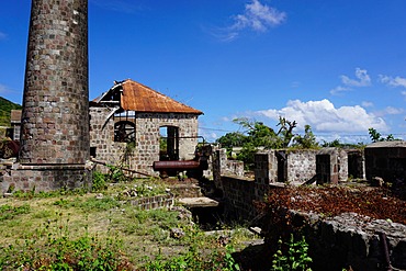 Derelict old sugar mill, Nevis, St. Kitts and Nevis, Leeward Islands, West Indies, Caribbean, Central America 