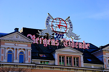 Sign for one of Bergen's newspapers, Bergen, Hordaland, Norway, Scandinavia, Europe