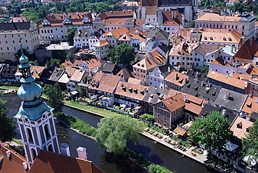 View from the castle, Cesky Krumlov, UNESCO World Heritage Site, Czech Republic, Europe