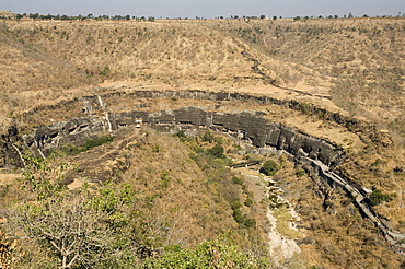 Ajanta Cave complex, Buddhist Temples carved into solid rock dating from the 5th Century BC, Ajanta, Maharastra, India