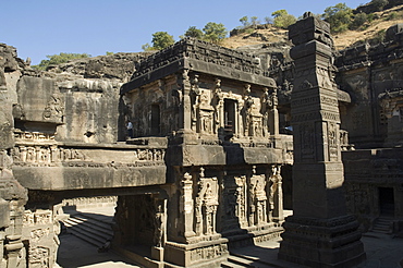 The Ellora Caves, temples cut into solid rock, near Aurangabad, Maharashtra, India