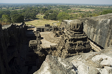 The Ellora Caves, temples cut into solid rock, near Aurangabad, Maharashtra, India