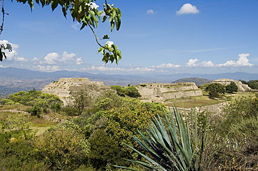 Looking west in the ancient Zapotec city of Monte Alban, near Oaxaca City, Oaxaca, Mexico, North America