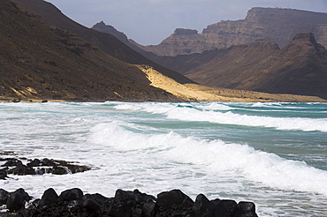 Deserted beach at Praia Grande, Sao Vicente, Cape Verde Islands, Atlantic Ocean, Africa