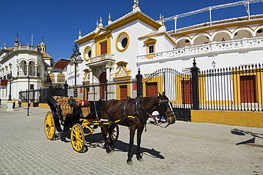 Entrance to the bull ring, Plaza de Toros de la Maestranza, El Arenal district, Seville, Andalusia (Andalucia), Spain, Europe