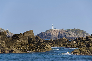 Lightouse on Round Island, Isles of Scilly, off Cornwall, United Kingdom, Europe