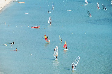 Windsurfing at Vasiliki beach, Vasiliki, Lefkada (Lefkas), Ionian Islands, Greek Islands, Greece, Europe