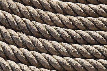 Coils of rope on boat deck