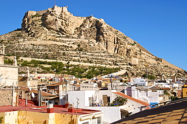 The city and castle Santa Barbara in the background, Alicante, Valencia province, Spain, Europe