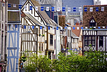 Half timbered Norman facades, Rouen, Normandy, France, Europe