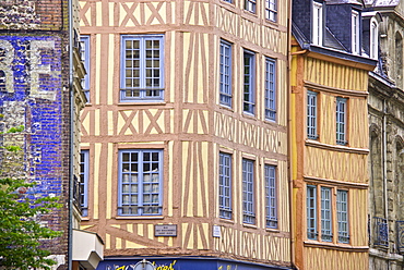 Half timbered Norman facades, Rouen, Normandy, France, Europe