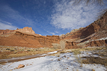 The Castle and Fremont River, Capitol Reef National Park, Utah, United States of America, North America