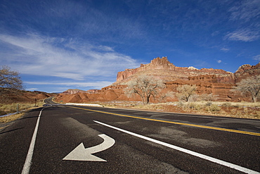 Highway 24 by the Castle, Capitol Reef National Park, Utah, United States of America, North America