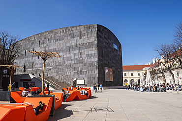 Museum of Modern Art and outdoor seating, Museum Quarter, Vienna, Austria, Europe