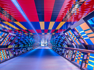 Captivated by Colour by Camille Walala, Adams Plaza Bridge, Canary Wharf, Docklands, London, England, United Kingdom, Europe