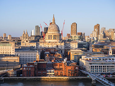 Skyline view of St Paul's Cathedral from Tate Modern, London, England