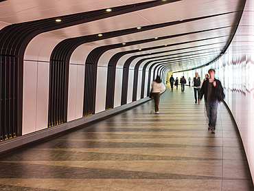 People in the Light Tunnel, Kings Cross, London, England, United Kingdom, Europe