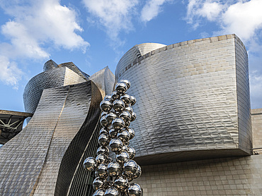 'Tall Tree and the Eye', a sculpture by Anish Kapoor, outside the Guggenheim Museum, Bilbao, Basque Country, Spain, Europe