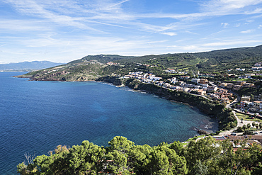 View of the North West coast from Castelsardo, Sardinia, Italy, Europe
