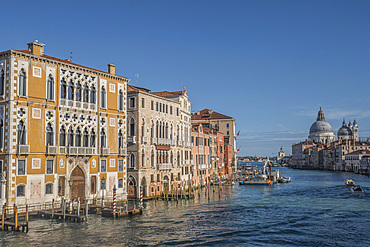 View towards Basilica Santa Maria della Salute from the Accademia Bridge, Grand Canal, Venice, Italy, Europe
