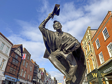 Sculpture of the 'Surrey Scholar', High Street, Guildford, Surrey, England