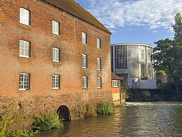 The Town Mills and Yvonne Arnaud Theatre, River Wey, Guildford, Surrey, England