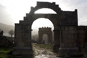 Arches at the northern end of the Forum, Djemila, UNESCO World Heritage Site, Algeria, North Africa, Africa