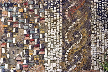 A good example of Punic, on the left, and on the right Roman mosaic styles, Punic-Roman site of Utica, Tunisia, North Africa, Africa