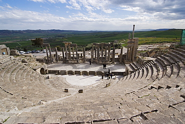 Theatre, Roman ruin of Dougga, UNESCO World Heritage Site, Tunisia, North Africa, Africa