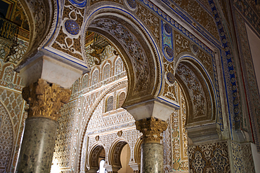 Interior, Alcazar, UNESCO World Heritage Site, Seville, Andalusia, Spain, Europe