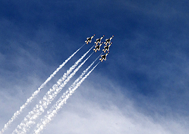 The Thunderbirds, celebration of the 75th anniversary of the airborne Navy, Nellis Air Force Base, Las Vegas, Nevada, United States of America, North America