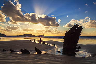 Helvetia Wreck, Rhossili Bay, Gower, Wales, United Kingdom, Europe