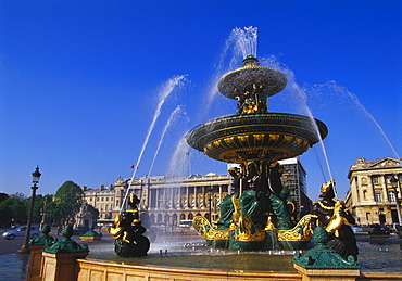 Elevation of the Maritime Fountain and Hotel de Crillon, Place de la Concorde, Paris, France