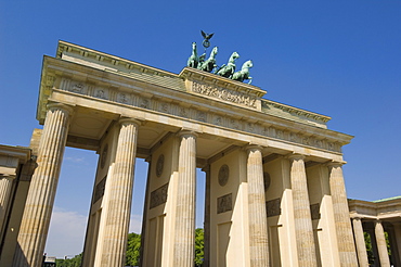 The Brandenburg Gate with the Quadriga winged victory statue on top, Pariser Platz, Berlin, Germany, Europe